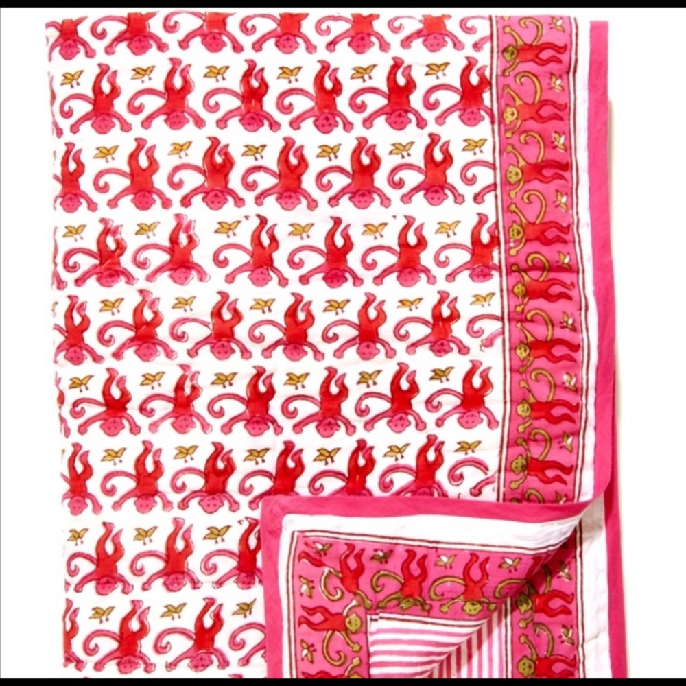 ISO PINK MONKEY FULL SIZE QUILT ROLLER RABBIT ‼️‼️‼️‼️‼️‼️‼️‼️‼️